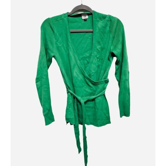 Cabi Cocktail Kelly Green Cardigan Button Wrap Closure Size Small Business - Picture 4 of 9